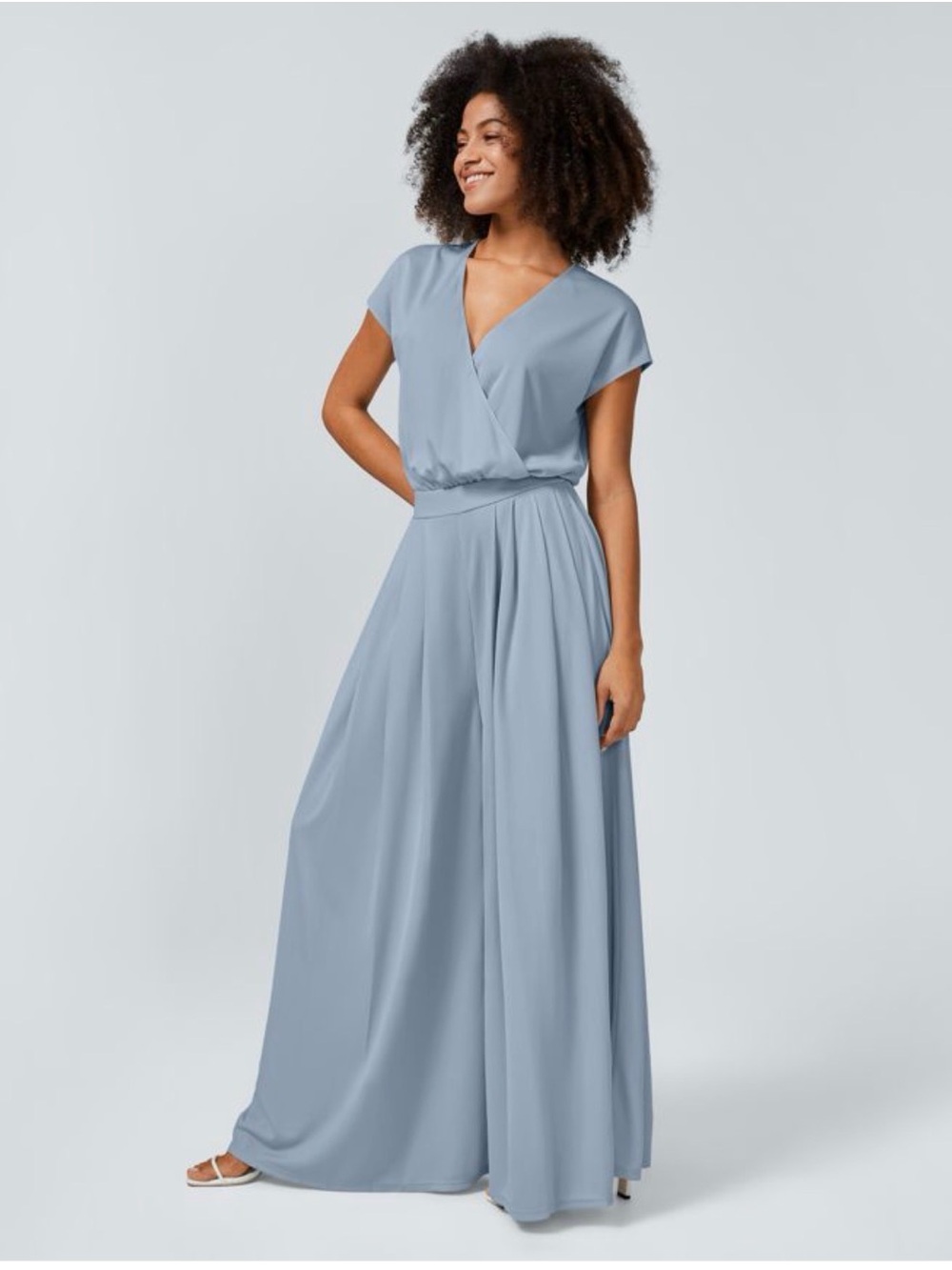 HALARA Light Blue Wide-Leg V-Neck Jumpsuit Large Tall NWT